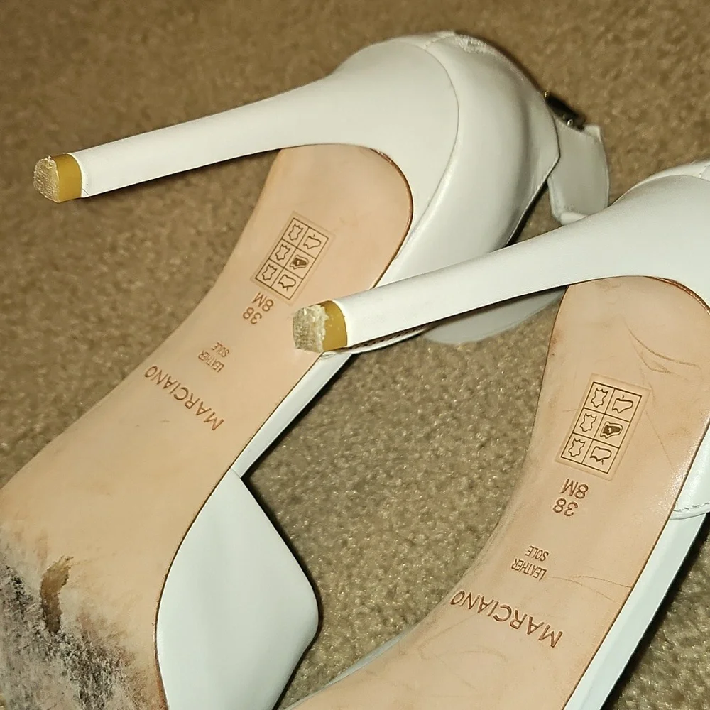 Marciano Elegant White High Heels with Gold Accents - Picture 12 of 12